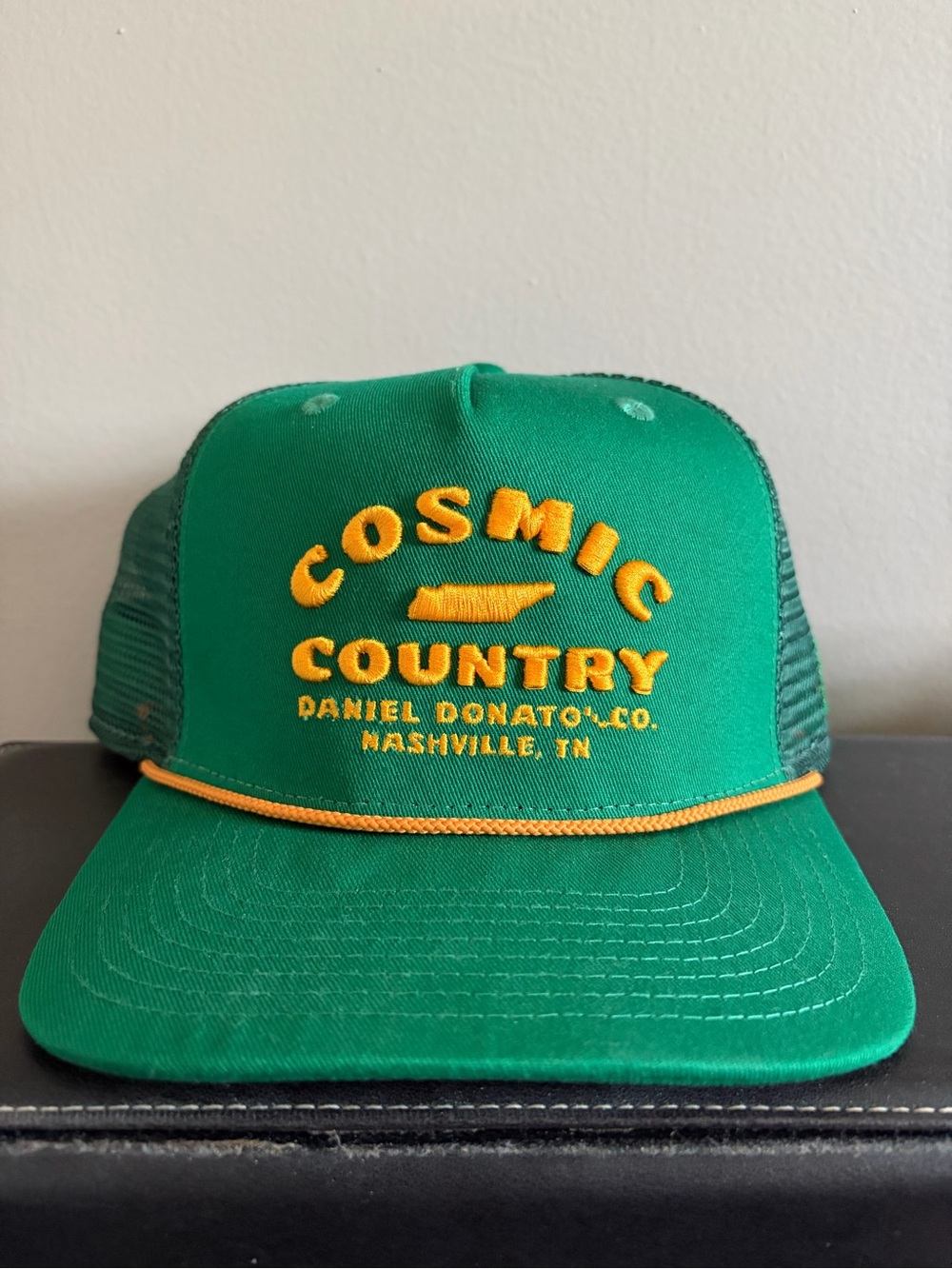 Cosmic Country Daniel Donato Green Trucker Hat with Yellow Embroidery